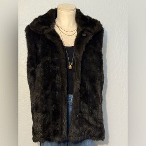 Tueor Court by Haband Dark Black/Brown Faux Fur Vest